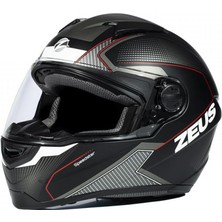 Zeus Zs-811a Al6 Kapalı Kask Mat Siyah-beyaz-kırmızı