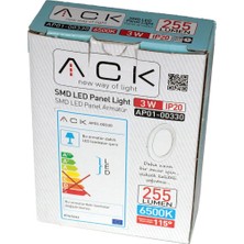 Ack 3W 6500K Beyaz Sıva Altı Yuvarlak LED Panel Armatürü AP01-00330