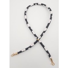 Angel Çanta Aksesuar Suni Deri Kordon Çanta Sapı Siyah Beyaz Leopar Light Gold Metalli