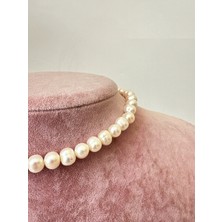 Ladies&Gentlemen Pirinç Üzeri Altın Kaplama 7-8 mm Tatlı Su Incisi Choker Kolye
