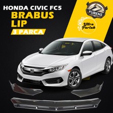 STS Oto Aksesuar Honda Civic Fc5 Fk7 Uyumlu Brabus Ön Lip 3 Parça Kanatlı Lip