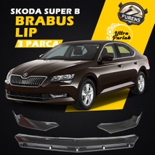 STS Oto Aksesuar Skoda Superb Mk3 2015-2021 Uyumlu Brabus Ön Lip 3 Parça Kanatlı Lip