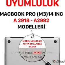 Novstrap Apple Macbook Pro M3 14 Inç A2992 A2918 ile Uyumlu Deri Kılıf Çanta Sleeve Stand Içi Kumaş