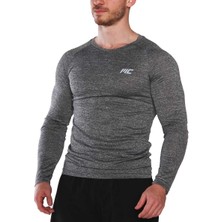 Musclecloth Pro Stretch Uzun Kollu T-Shirt Füme Erkek için Esnek ve Rahat Kesim Tasarım