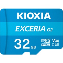 Kioxia 32GB Exceria G2 Micro Sdhc A1 Uhs1 V30 U3 4K Kayıt Hafıza Kartı (LMEX2L032GG2)-SD Adaptörlü