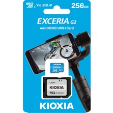 Kioxia 256GB Exceria  G2 Micro Sdxc A1 Uhs1 V30 U3 4K Kayıt Hafıza Kartı (LMEX2L256GG2)-SD Adaptörlü