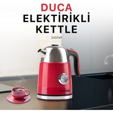 G3 Ferrari Duca Kırmızı 1.7L Retro Sıcaklık Göstergeli Çelik Su Isıtıcısı / G10149