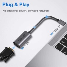 Canpay USB ve VGA Dönüştürücü Aktarım Kablosu (Tak ve Çalıştır, 1080P Kaliteli Görüntü, 20 cm Uzunlukta)