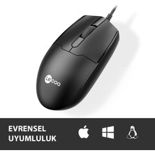 Lenovo Lecoo MS101 USB Kablolu 1200DPI 3 Tuşlu Optik Mouse Siyah