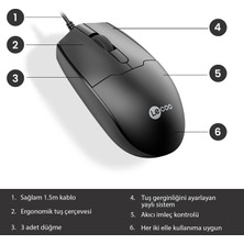 Lenovo Lecoo MS101 USB Kablolu 1200DPI 3 Tuşlu Optik Mouse Siyah