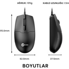 Lenovo Lecoo MS101 USB Kablolu 1200DPI 3 Tuşlu Optik Mouse Siyah