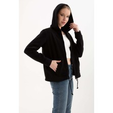 Fashion Friends Kadın Fermuarlı Polar Sweat 23K0851K1 Siyah