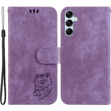 Cool-M Samsung Galaxy A15 4g Kılıf Lovely Tiger Deri Deri Telefon Stand Kapağı (Yurt Dışından)