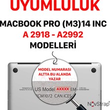 Novstrap Apple Macbook Pro M3 14 Inç A2992 A2918 Uyumlu Türkçe Q Klavye Şeffaf Klavye Koruyucu Kılıf