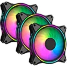 Ecoyom 3'lü Set 12 cm Rgb LED Fan Işıklı Kasa Fanı Rainbow Kasa Soğutucu Fan