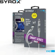 Syrox C142 4 In 1 Çoklu Şarj & Data Kablo USB To Type-C / Type-C To Type-C / Type-C To Lightning / USB To Lightning