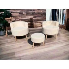Beylerbeyi Çay Seti Ikili Koltuk Berjer ve Puf Takımı (Salon, Balkon, Ofis) 3 Lü Takım