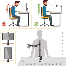 Ergoflex EF51 Steel Design 2-8 kg Tek Kol 13"-27" Asansörlü Monitör Standı