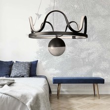 Asva Design Siyah Modern Toplu Taç Beyaz Ledli Sarkıt Avize