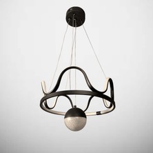 Asva Design Siyah Modern Toplu Taç Beyaz Ledli Sarkıt Avize