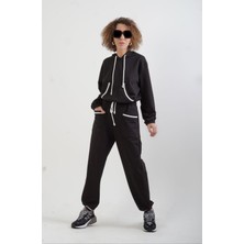 Zelish My Sister Siyah Kontrast Çizgili Bant Detaylı Jogger Pantolon