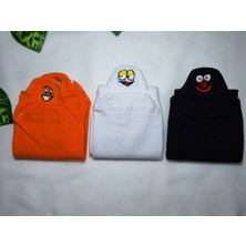 3 Çift Unisex Renkli Emoji Desenli Patik Çorap