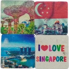 Dünyadan Hediyeler Singapur Temalı Dörtlü Taş Magnet