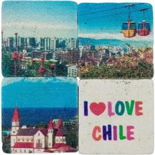 Dünyadan Hediyeler Şili Temalı Dörtlü Taş Magnet