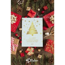 Msticker Yılbaşı Hediye Kartı 16 Adet Arkasına Not Yazılabilir Yeni Yıl Tebrik Kartı Özel Dokulu Kağıt