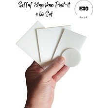 Ezoshop Şeffaf Renkli Postit Yapışkan Post It Not Kağıdı Karenot Dairenot - 4 Lü Set - Beyaz