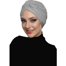 ELYSIANfidan Çapraz Penye Astarlı Bulut Grisi Hazır Türban Tesettür Havuz Bonesi