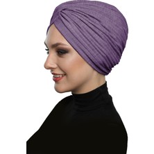 ELYSIANfidan Çapraz Penye Astarlı Eflatun Hazır Türban Tesettür Havuz Bonesi