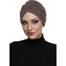 ELYSIANfidan Çapraz Penye Astarlı Gül Kurusu Hazır Türban Tesettür Havuz Bonesi