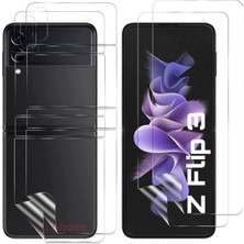 SPHONE Galaxy Z Flip 3 Ekran Cam Film Koruyucu Hidrojel 360 Kaplar Ön Arka Koruma Screen Protector