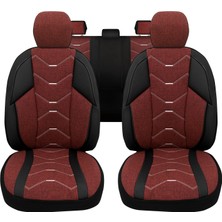 Minderland Verita Elegance Serisi - Nissan Pulsar ile Uyumlu Koltuk Kılıfı, Keten-Deri / Bordo