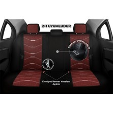 Minderland Verita Elegance Serisi - Seat Cordoba ile Uyumlu Koltuk Kılıfı, Keten-Deri / Bordo