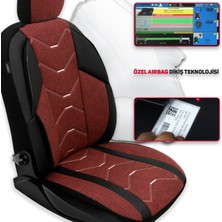 Minderland Verita Elegance Serisi - Seat Cordoba ile Uyumlu Koltuk Kılıfı, Keten-Deri / Bordo