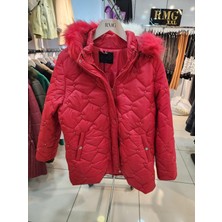 Rmg Kapitone Incili Büyük Beden Kırmızı Mont