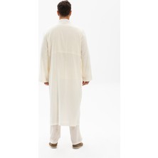 Şile Bezi İnce Erkek Namaz Cübbesi Yazlık Namazlık Pamuk Kumaş Cübbe Krem Krm