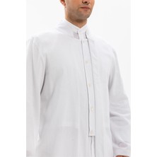 Şile Bezi İnce Erkek Namaz Cübbesi Yazlık Namazlık Pamuk Kumaş Cübbe Beyaz Byz