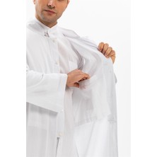 Şile Bezi İnce Erkek Namaz Cübbesi Yazlık Namazlık Pamuk Kumaş Cübbe Beyaz Byz