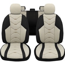 Minderland Verita Elegance Serisi - Renault Kangoo ile Uyumlu Koltuk Kılıfı, Keten-Deri / Krem