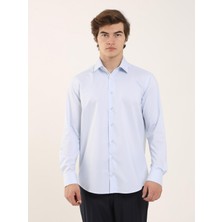 Dufy Mavi Erkek Regular Fit Klasik Yaka Uzun Kol Gömlek