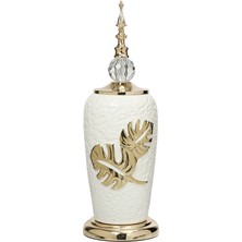 Vitale Yakut Silver Kapaklı Gold Vazo 15X15X43 cm AK.JE0176