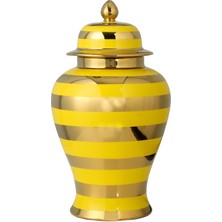 Vitale Dory Çizgili Vazo Sarı Gold 14X22X38 cm AK.WLT0621