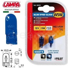 Lampa Blue-Xe Mavi Cam Beyaz Işık 5W 12V Dipsiz Gösterge Ampul 58359