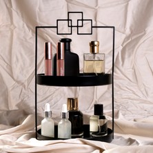 Rarart 2 Katlı Siyah Metal Organizer - Çok Amaçlı Düzenleyici - Luna Kare