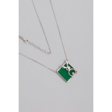 So CHIC Akik Taşlı 18 Ayar Beyaz Altın Kaplama 47 cm  Gümüş Tavşan Kolye