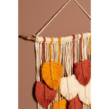 Floral Macrame Design  Sonbahar Yapraklı El Yapımı Makrome Duvar Süsü