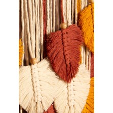 Floral Macrame Design  Sonbahar Yapraklı El Yapımı Makrome Duvar Süsü
